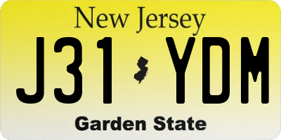 NJ license plate J31YDM
