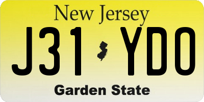 NJ license plate J31YDO