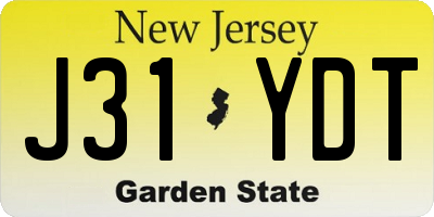 NJ license plate J31YDT