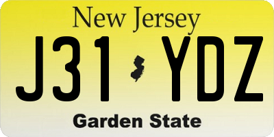 NJ license plate J31YDZ