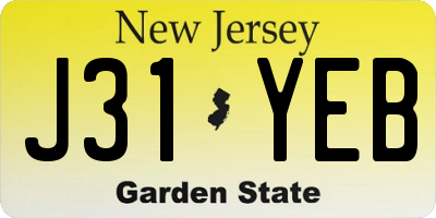 NJ license plate J31YEB