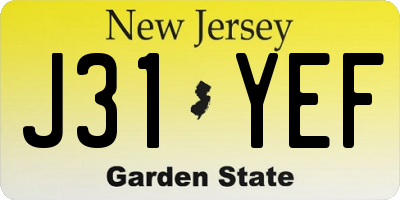 NJ license plate J31YEF