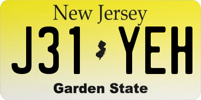 NJ license plate J31YEH