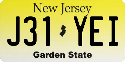 NJ license plate J31YEI