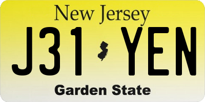 NJ license plate J31YEN