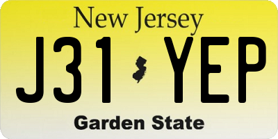 NJ license plate J31YEP
