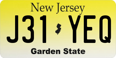 NJ license plate J31YEQ