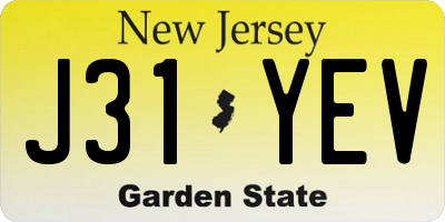 NJ license plate J31YEV