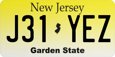 NJ license plate J31YEZ