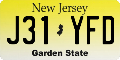 NJ license plate J31YFD
