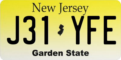 NJ license plate J31YFE