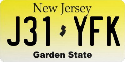 NJ license plate J31YFK