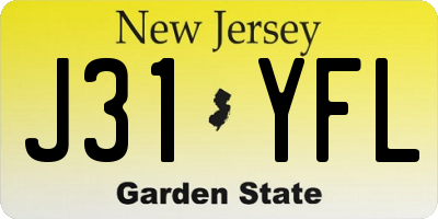 NJ license plate J31YFL