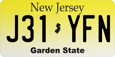 NJ license plate J31YFN