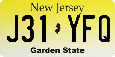 NJ license plate J31YFQ