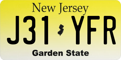 NJ license plate J31YFR