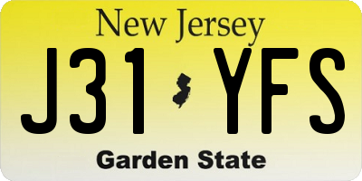 NJ license plate J31YFS