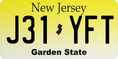 NJ license plate J31YFT