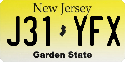 NJ license plate J31YFX