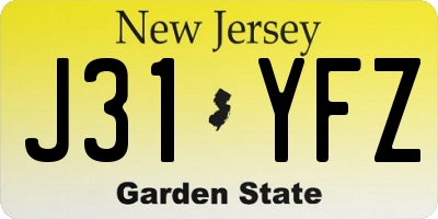 NJ license plate J31YFZ