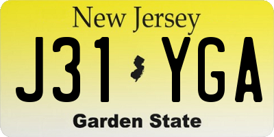 NJ license plate J31YGA