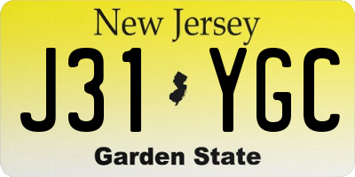 NJ license plate J31YGC