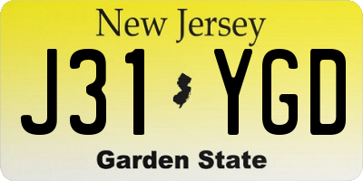 NJ license plate J31YGD