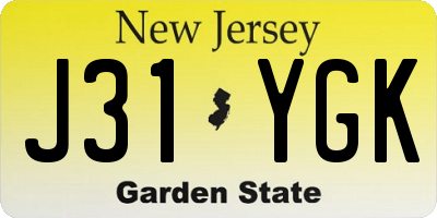 NJ license plate J31YGK