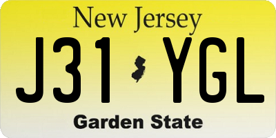 NJ license plate J31YGL