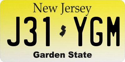 NJ license plate J31YGM