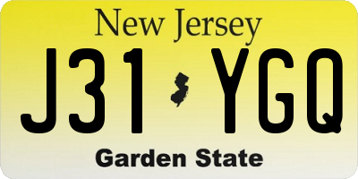 NJ license plate J31YGQ