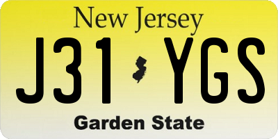 NJ license plate J31YGS