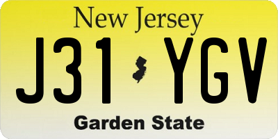 NJ license plate J31YGV