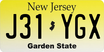 NJ license plate J31YGX