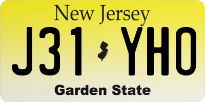 NJ license plate J31YHO