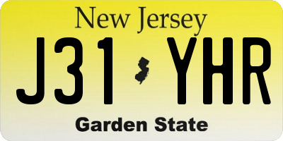 NJ license plate J31YHR
