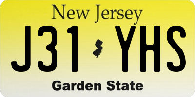 NJ license plate J31YHS