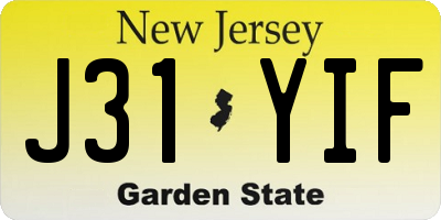 NJ license plate J31YIF