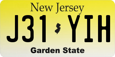 NJ license plate J31YIH