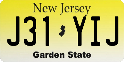 NJ license plate J31YIJ
