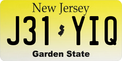 NJ license plate J31YIQ
