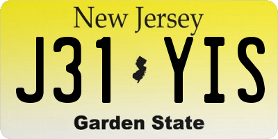 NJ license plate J31YIS