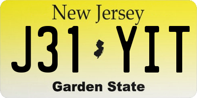 NJ license plate J31YIT