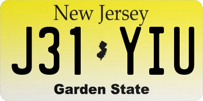 NJ license plate J31YIU