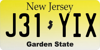 NJ license plate J31YIX