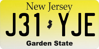 NJ license plate J31YJE