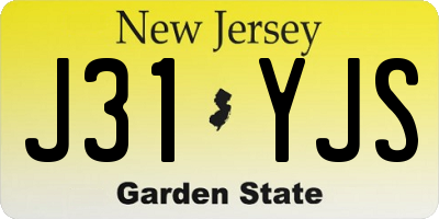 NJ license plate J31YJS