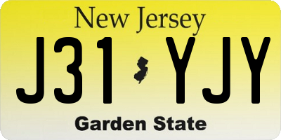NJ license plate J31YJY
