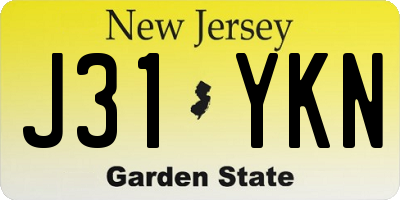 NJ license plate J31YKN