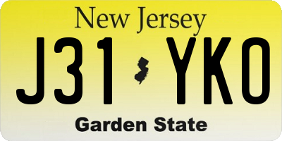 NJ license plate J31YKO